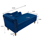 Chaise Lounge Indoor,Velvet Lounge Chair for Bedroom with Storage & Pillow,Modern Upholstered Rolled Arm Chase Lounge