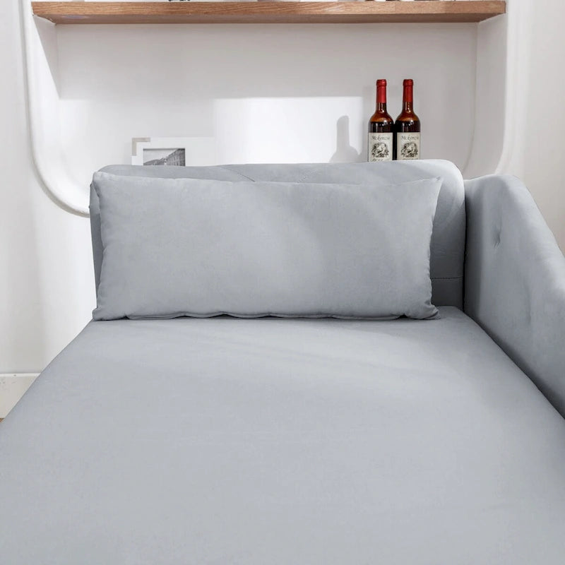 Chaise Lounge Indoor,Velvet Lounge Chair for Bedroom with Storage & Pillow,Modern Upholstered Rolled Arm Chase Lounge