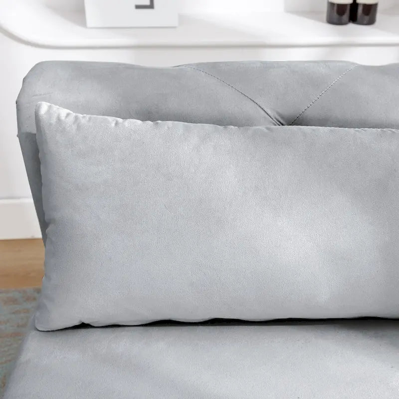 Chaise Lounge Indoor,Velvet Lounge Chair for Bedroom with Storage & Pillow,Modern Upholstered Rolled Arm Chase Lounge