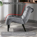 Velvet Armless Accent Chair, Button Tufted Slipper Chair, Side Chair, Lounge Chair