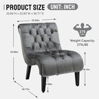 Velvet Armless Accent Chair, Button Tufted Slipper Chair, Side Chair, Lounge Chair