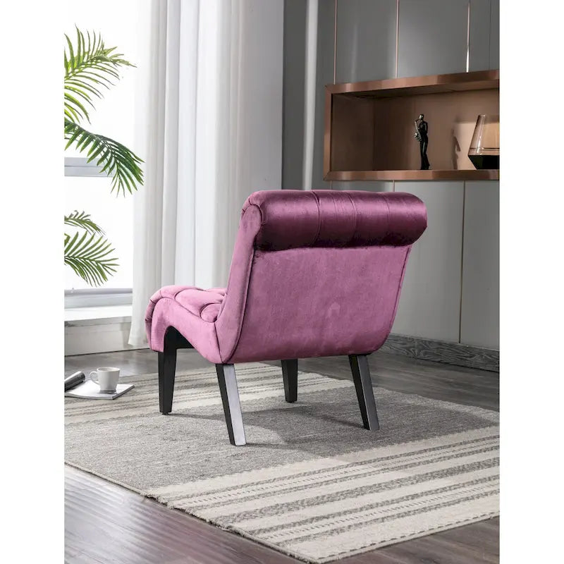 Velvet Armless Accent Chair, Button Tufted Slipper Chair, Side Chair, Lounge Chair