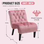 Velvet Armless Accent Chair, Button Tufted Slipper Chair, Side Chair, Lounge Chair