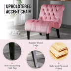 Velvet Armless Accent Chair, Button Tufted Slipper Chair, Side Chair, Lounge Chair