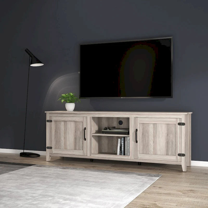 Mieres TV Stand for 75 Inch TV, Entertainment Center with Two Doors and 4 Open Storage Compartments TV Console Media Cabinet
