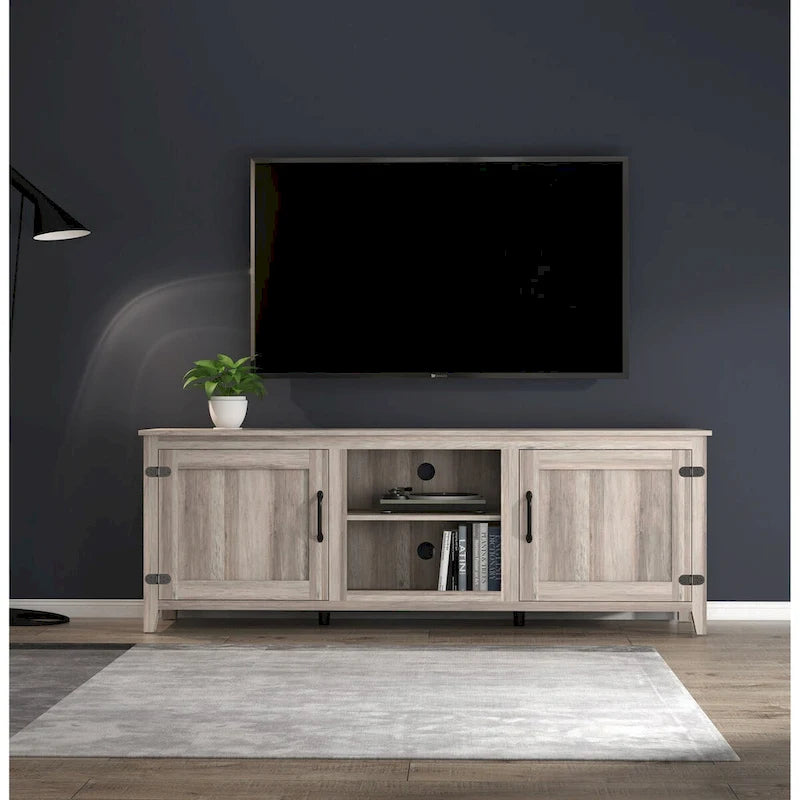 Mieres TV Stand for 75 Inch TV, Entertainment Center with Two Doors and 4 Open Storage Compartments TV Console Media Cabinet