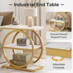 End Table with 3 Storage Shelves, Wood Narrow Side Table
