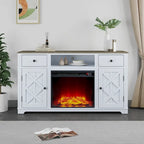Farmhouse TV Stand with Fireplace for up to 65 TV - 60W x 33H x 15.5D