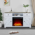 Farmhouse TV Stand with Fireplace for up to 65 TV - 60W x 33H x 15.5D