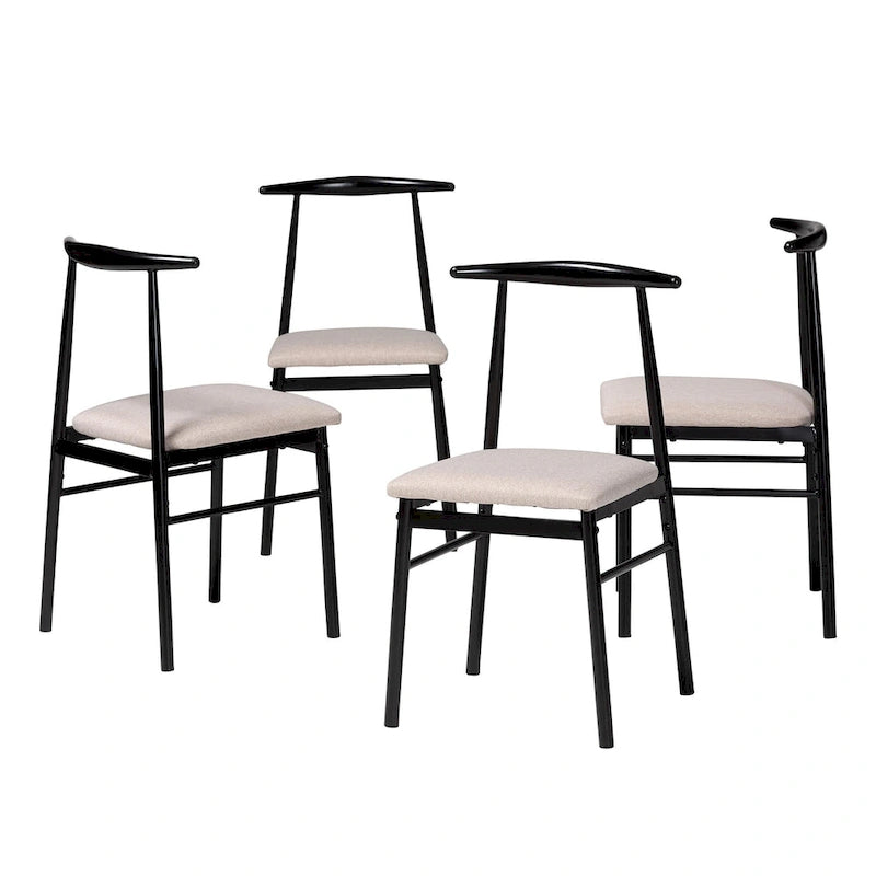 Arnold Modern Industrial Fabric and Metal 4-Piece Dining Chair Set