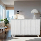 Wave Pattern Storage Cabinet with 2 Doors and 2 Drawers,Adjustable