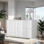 Wave Pattern Storage Cabinet with 2 Doors and 2 Drawers,Adjustable