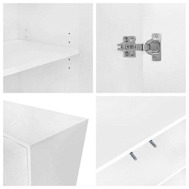 Wave Pattern Storage Cabinet with 2 Doors and 2 Drawers,Adjustable