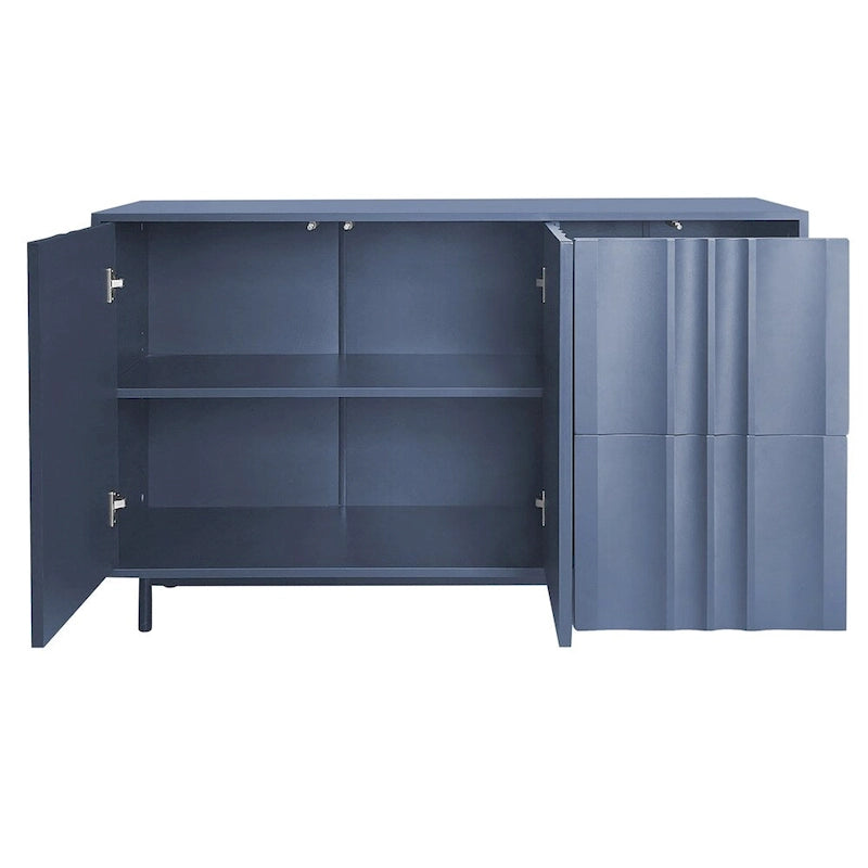 Wave Pattern Storage Cabinet with 2 Doors and 2 Drawers,Adjustable
