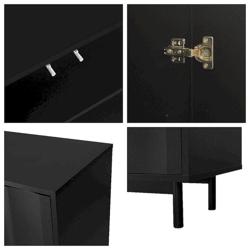 Wave Pattern Storage Cabinet with 2 Doors and 2 Drawers,Adjustable