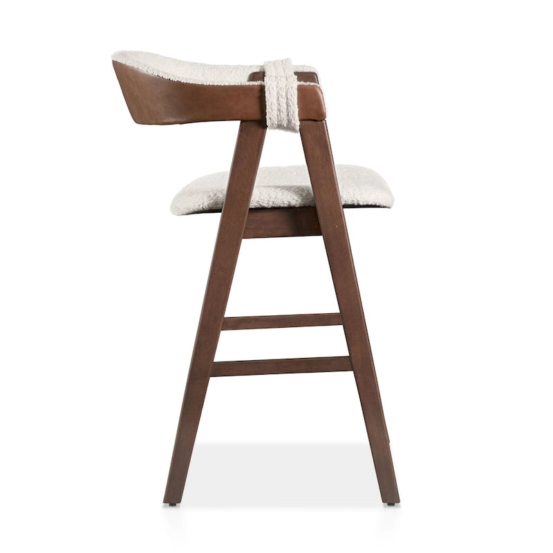 Furniture of America Shaw Mid-century 5-Piece Walnut Wood Counter Height Table Set with 4 Chairs