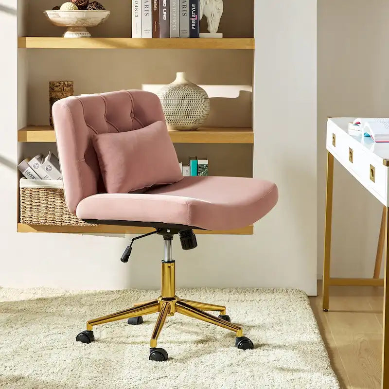 Ollie Modern Flannel Swivel Tilting Office Chair with Pillow by HULALA HOME