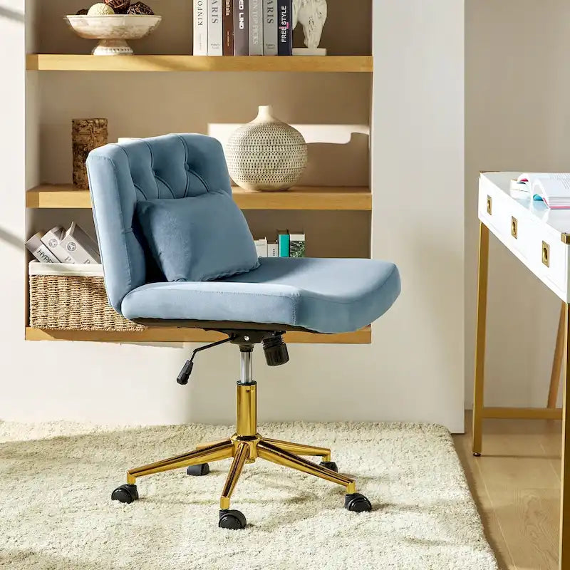 Ollie Modern Flannel Swivel Tilting Office Chair with Pillow by HULALA HOME