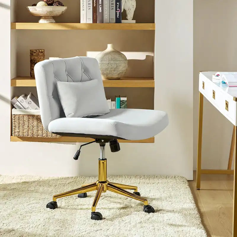 Ollie Modern Flannel Swivel Tilting Office Chair with Pillow by HULALA HOME