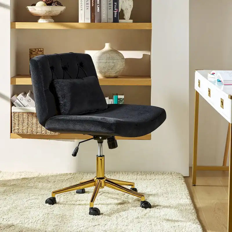 Ollie Modern Flannel Swivel Tilting Office Chair with Pillow by HULALA HOME