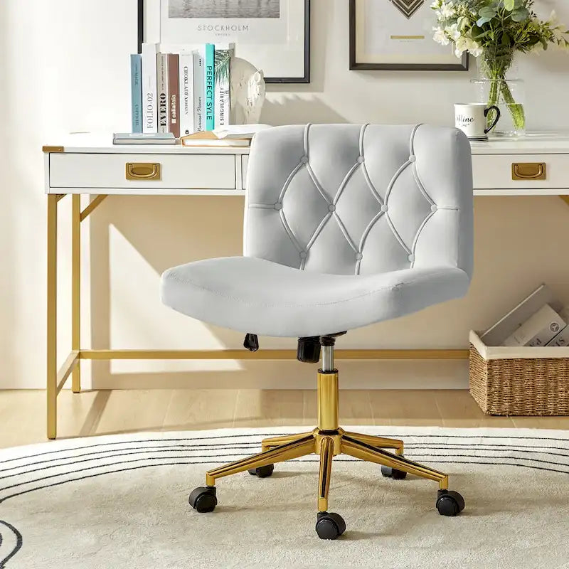 Ollie Modern Flannel Swivel Tilting Office Chair with Pillow by HULALA HOME