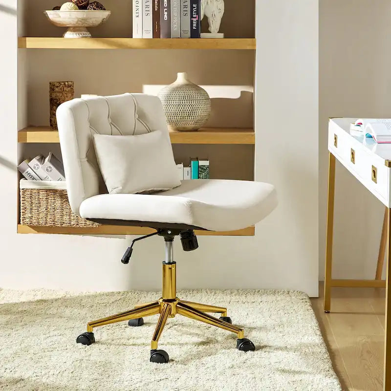 Ollie Modern Flannel Swivel Tilting Office Chair with Pillow by HULALA HOME