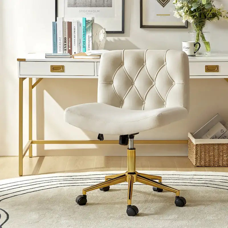 Ollie Modern Flannel Swivel Tilting Office Chair with Pillow by HULALA HOME