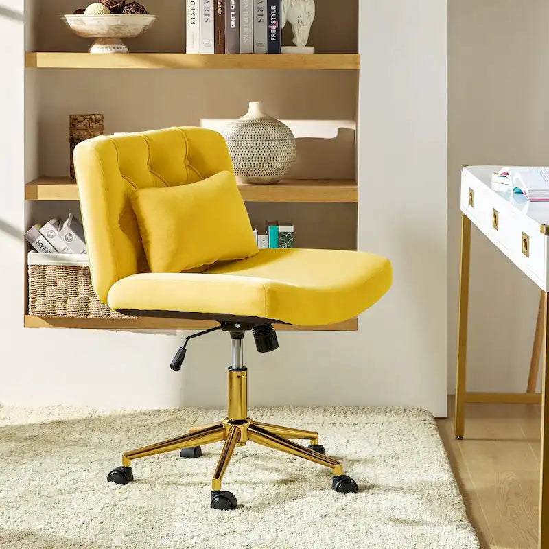 Ollie Modern Flannel Swivel Tilting Office Chair with Pillow by HULALA HOME