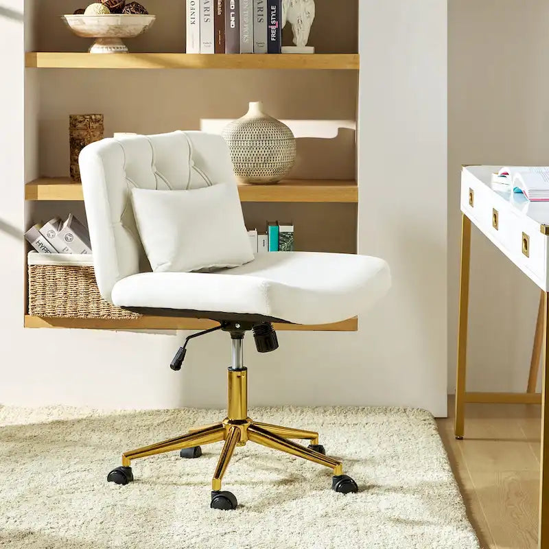 Ollie Modern Flannel Swivel Tilting Office Chair with Pillow by HULALA HOME