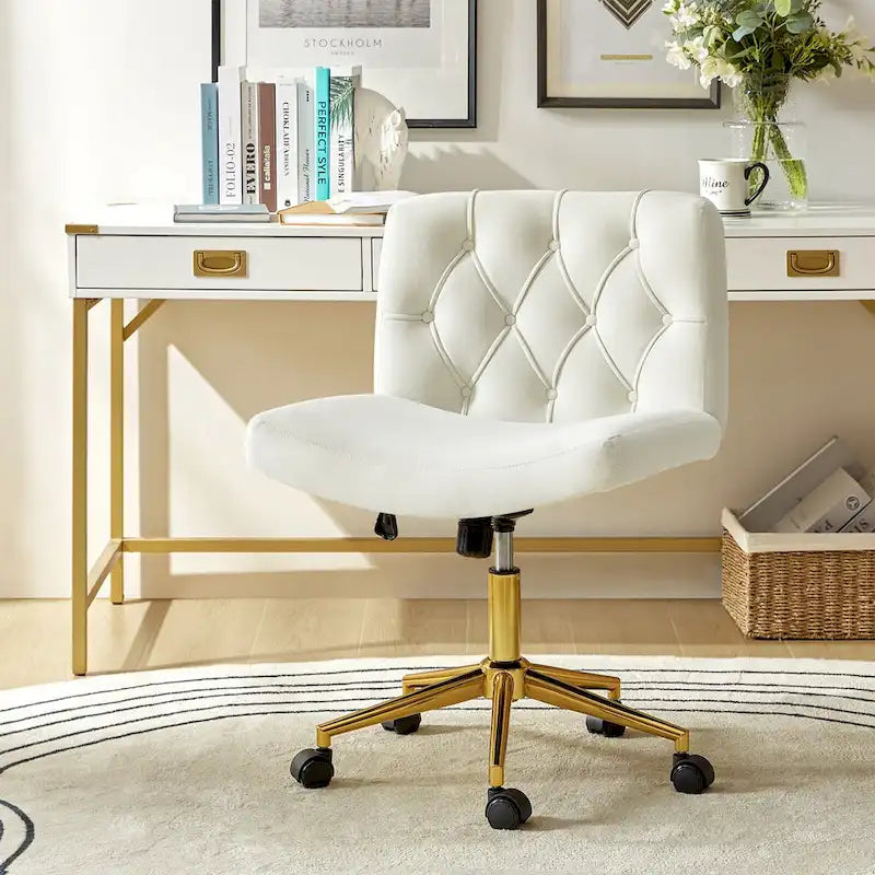Ollie Modern Flannel Swivel Tilting Office Chair with Pillow by HULALA HOME