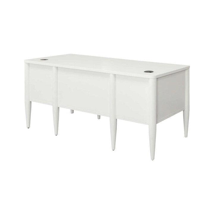 Contemporary Half-Pedestal Desk, Office Desk, Accent Desk, White
