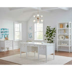 Contemporary Half-Pedestal Desk, Office Desk, Accent Desk, White