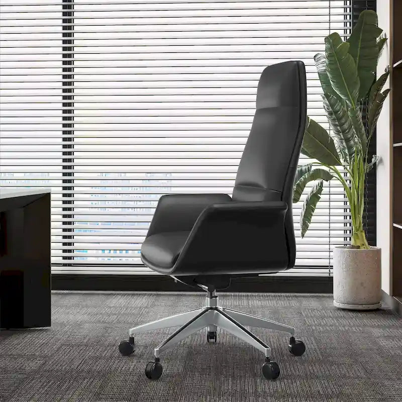 Summit High-Back Leather Office Chair with Swivel and Tilt