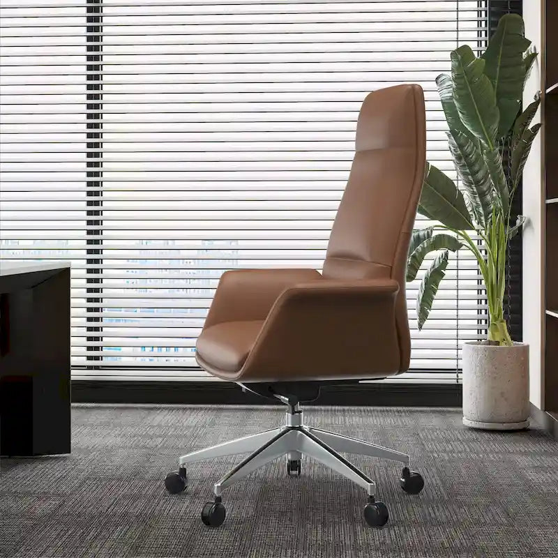 Summit High-Back Leather Office Chair with Swivel and Tilt