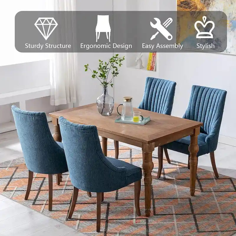 Wingback Upholstered Dining Chairs Set of 2, Fabric Side Dining Room Chairs, Living Room Chairs for Home Kitchen