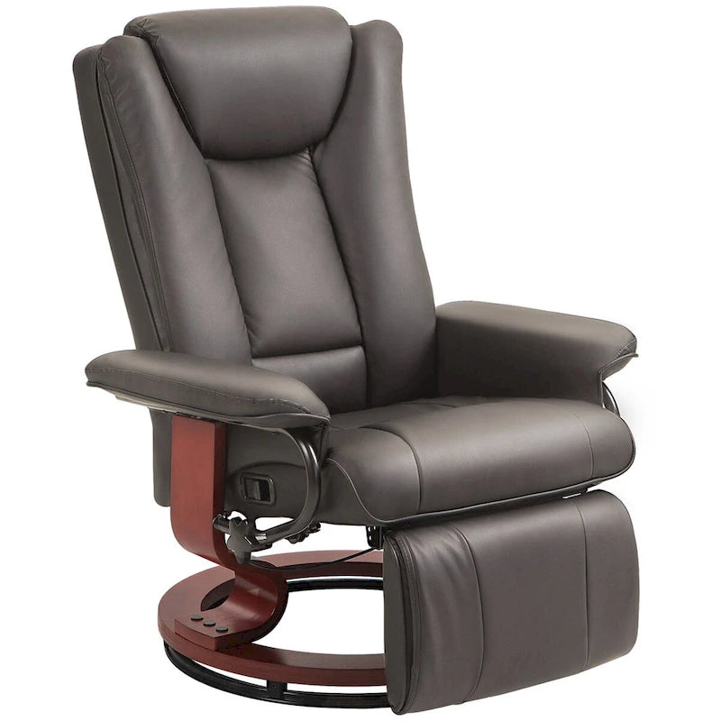 HOMCOM Swivel Recliner Chair, PU Leather Reclining Chair for Living Room, Modern Recliner Sofa with Footrest