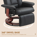 HOMCOM Swivel Recliner Chair, PU Leather Reclining Chair for Living Room, Modern Recliner Sofa with Footrest