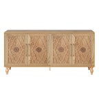 Carved Flower Door Large Storage Cabinet With Metal Handle
