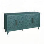 Carved Flower Door Large Storage Cabinet With Metal Handle