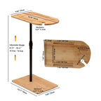 Tray Table Height Adjustable Side Table for Sofa C-shaped Oval End Tables with Slots for Living Room (Oval + Rectangle)