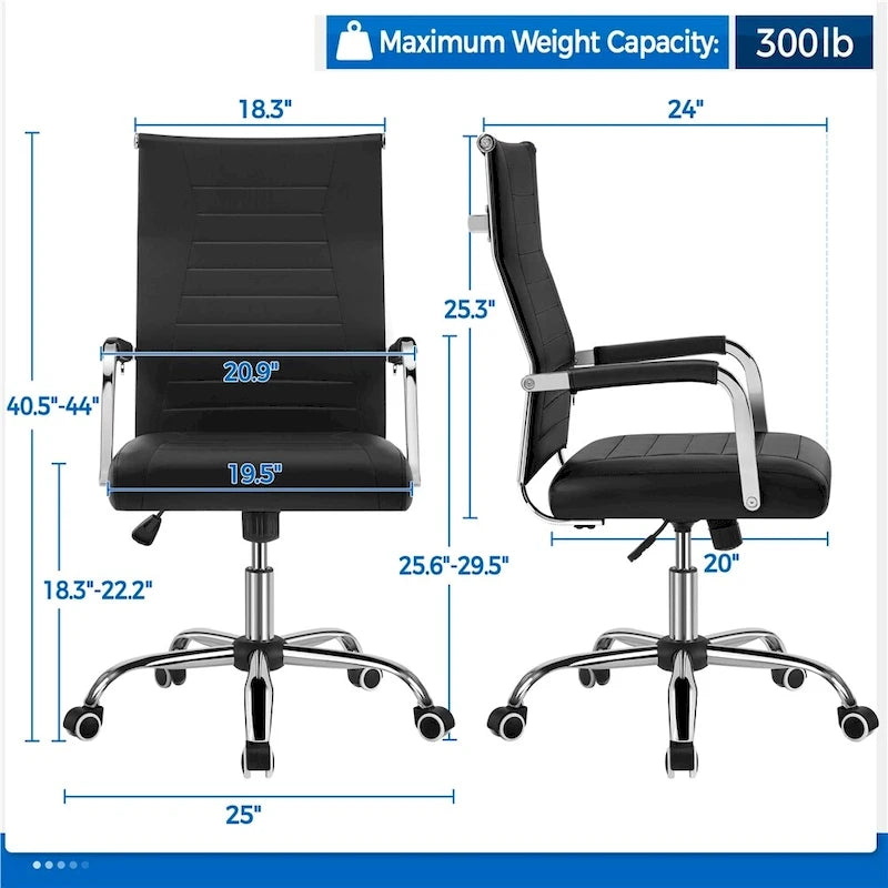 Yaheetech Modern Faux Leather Office Desk Chair with Metal Base - N/A