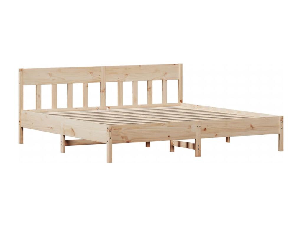 Brown Solid Wood Bed Frame, 200 x 200 cm