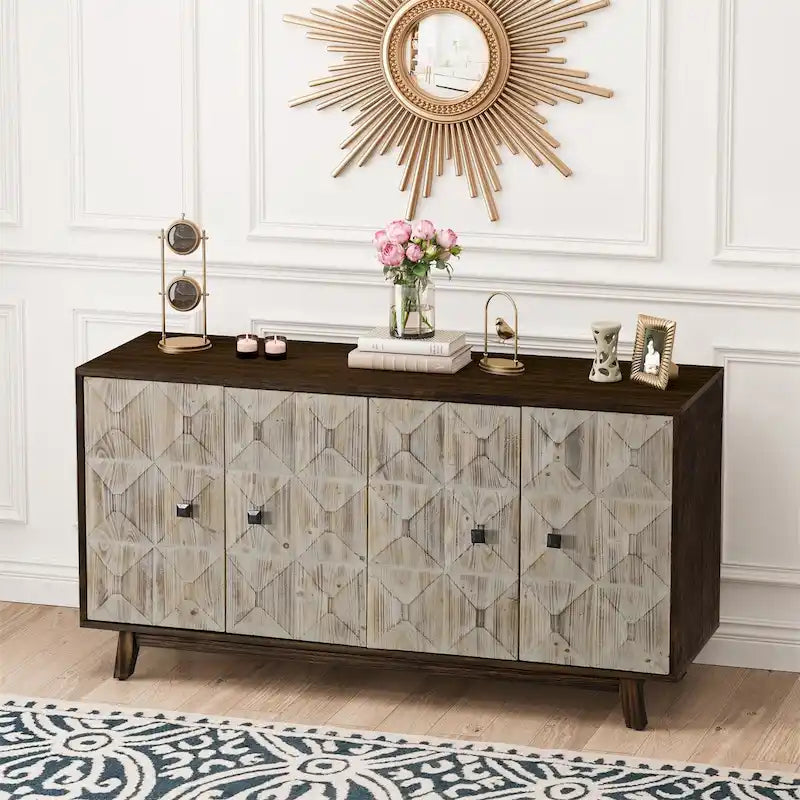 59.844 Doors Vintage Sideboard,Freestanding Sideboard Storage Cabinet