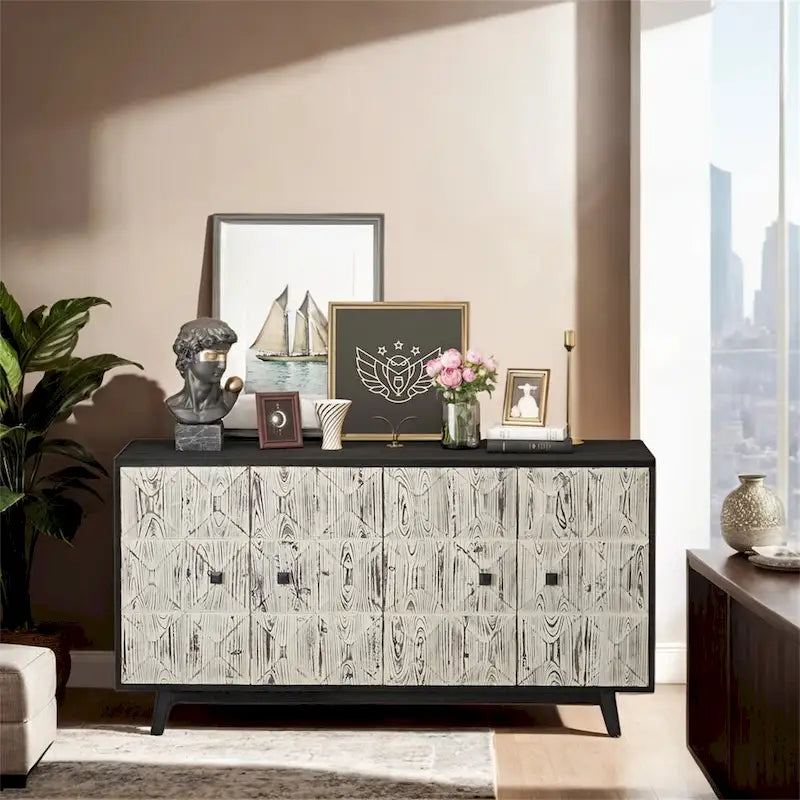 59.844 Doors Vintage Sideboard,Freestanding Sideboard Storage Cabinet