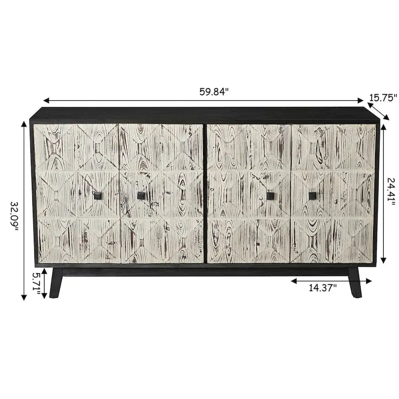 59.844 Doors Vintage Sideboard,Freestanding Sideboard Storage Cabinet