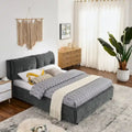 Queen Size Upholstered Hydraulic Platform Bed with Integrated Headboard