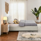 Queen Size Upholstered Hydraulic Platform Bed with Integrated Headboard