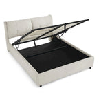 Queen Size Upholstered Hydraulic Platform Bed with Integrated Headboard