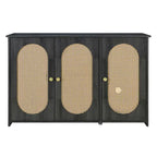 Rattan Doors and Metal Handles Sideboard with Large Storage Space