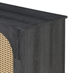 Rattan Doors and Metal Handles Sideboard with Large Storage Space